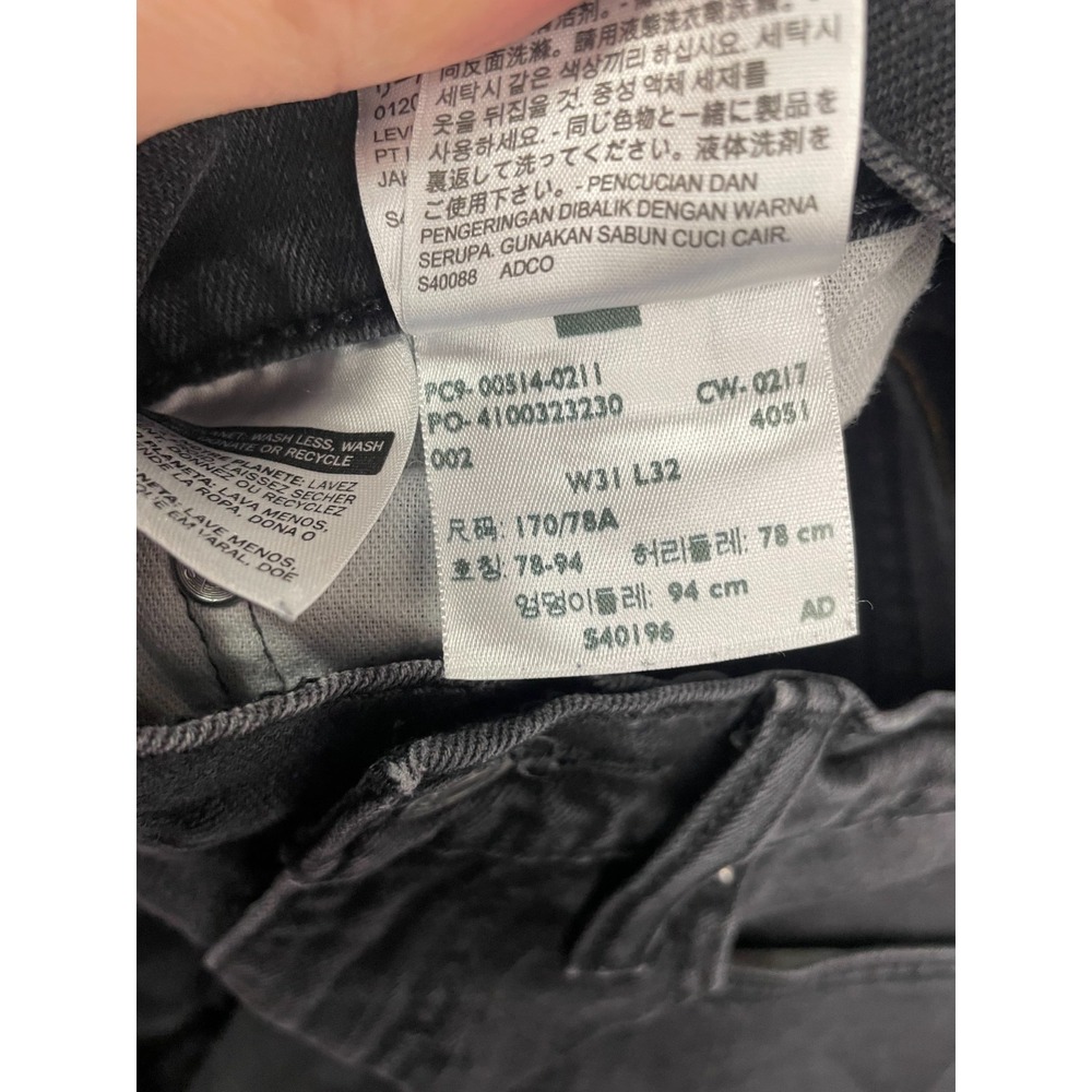 Levis 514 Jeans Mens 31x31 Black Wash Denim Slim Straight - Picture 7 of 16